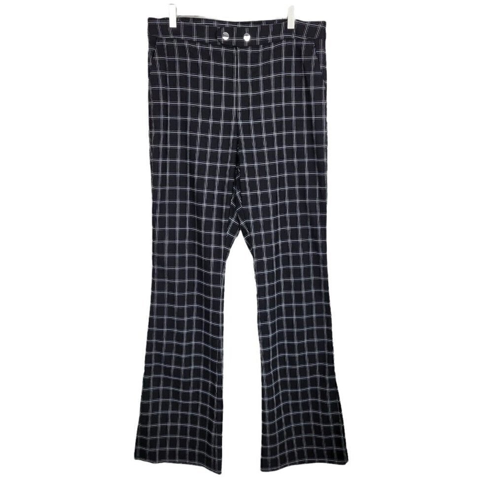 INC International Concepts Sz 14 Black Plaid Bootleg Pants Business Casual NWT